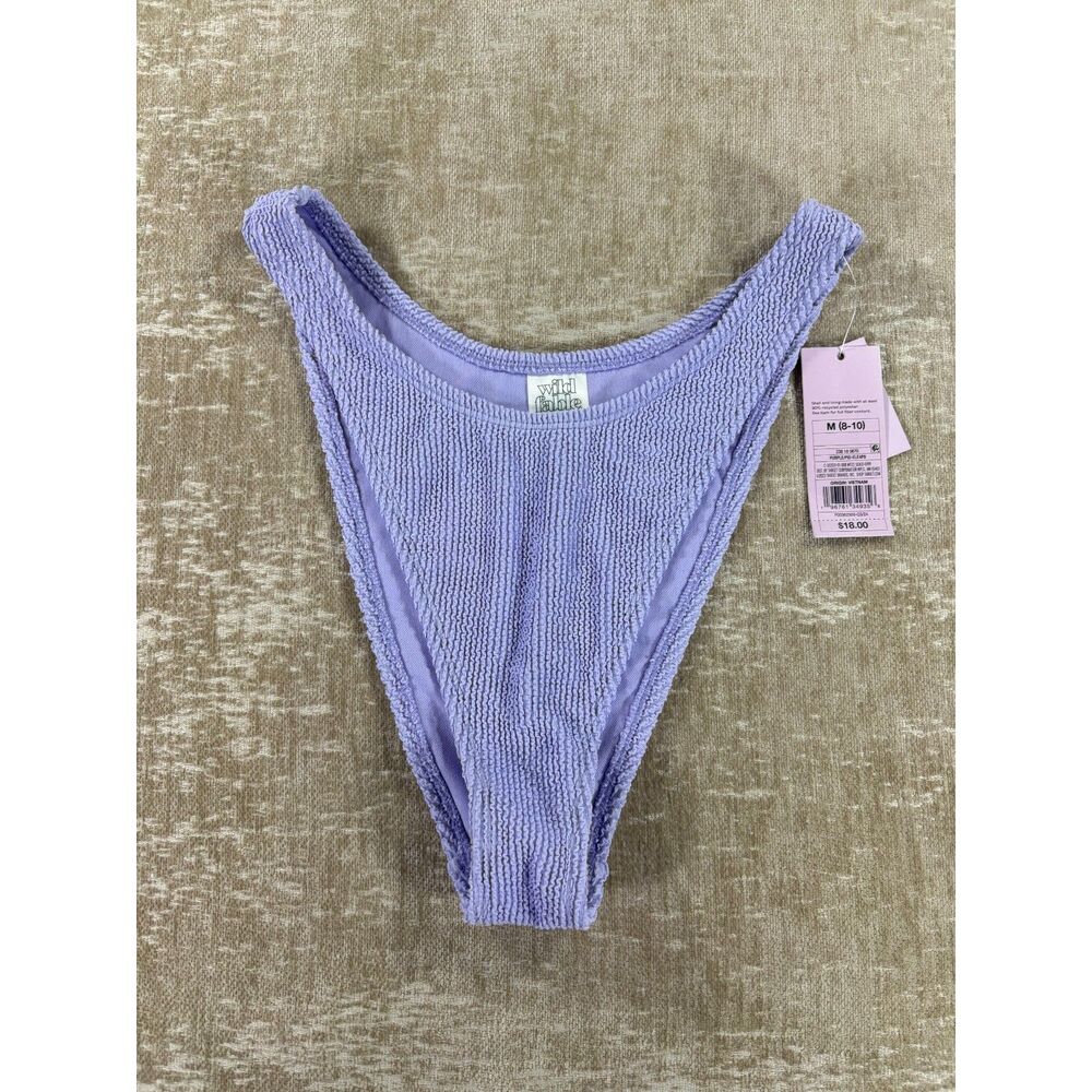 NWT Wild Fable Pucker Texture Extra High Leg Bikini Bottom Purple M
